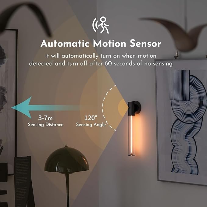 AUGE LIGHT Motion Sensor Wall Sconce Motion Sensor Light Magnetic Body Sensor Wall Light Wall Sconce Rechargeable USB Torch Light Cordless Handheld Portable for Bedside Stair Hallway (Matte Grey)