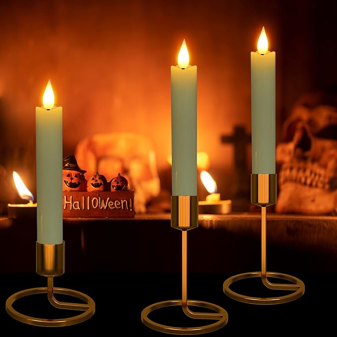 Punasi Flameless LED Taper Candles, 6pcs Battery Operated 6.5" Ivory Flickering Candlesticks with Remote Timer, Real Wax Warm White Candle Light for Room Home Halloween Christmas Decor
