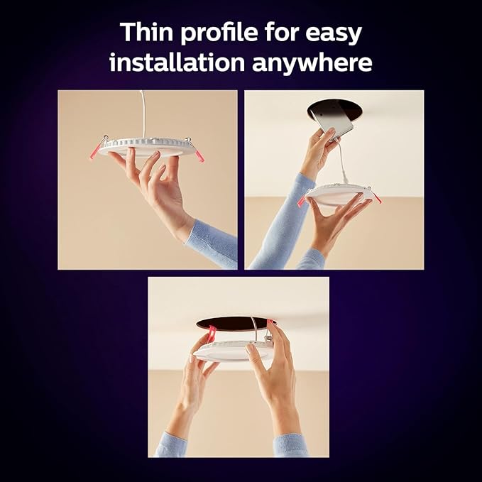Philips Hue Smart Slim 5/6 Inch LED Recessed Light - White and Color Ambiance - 6 Pack - 1200LM - Indoor Ceiling - Control with Hue App - Works with Voice Assistants