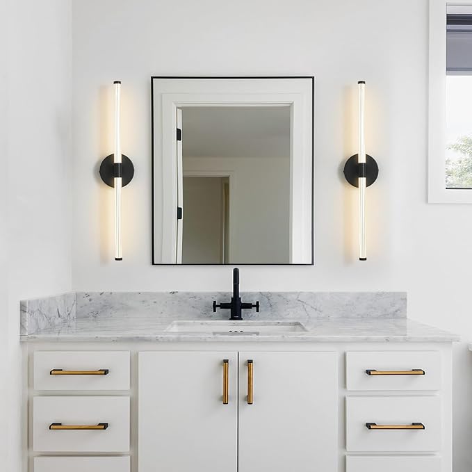 Wall Sconces Set of Two Matte Black LED Wall Lights Modern Linear Sconces Lighting Indoor Sconces Wall Decor Set of 2 Mounted Lamp for Living Room Wall Scones, Wall Lights Set of 2