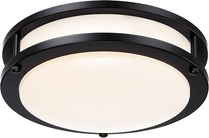 7.5 Inch Round Black Ceiling Light Fixture for Living Room - 7.5” Black LED Flush Mount Ceiling Lamp 2700K/3000K/3500K/4000K/5000K LED Kitchen Bathroom Light 12W