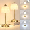 Set of 2 Tulip Table Lamp with 5000mAh Battery & Touch Control, Cordless Table Lamp with 3 Colors, Dimmable Rechargeable Table Lamps for Bedroom, Living Room, Entryways (White Tulip)