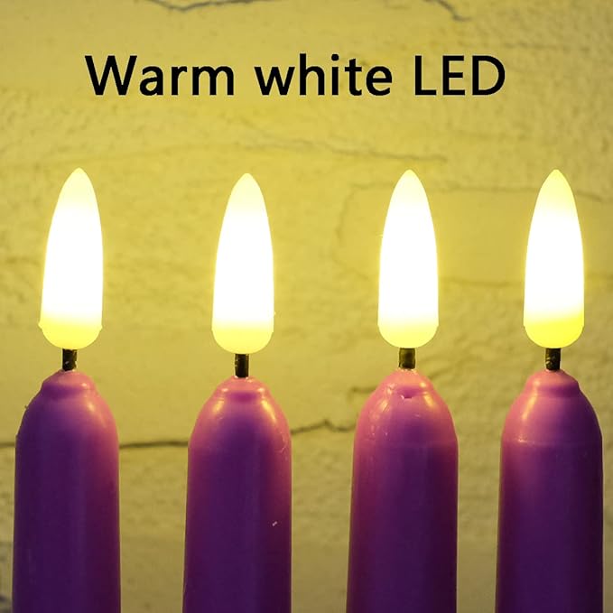 NONNO & ZGF 10 Pack Purple Flameless 11'' Wax Covered Taper Candles with 2 Remote, Use 2-AA Battery (Not Included, Runs 200 Hours)