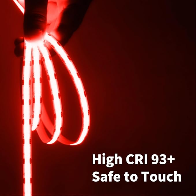 32.8FT/10M Red COB LED Strip Lights, Cuttable LED Tape Lights 3200 LEDs High Bright CRI 93+ Flexible Light Kit for Bedroom, TV Backlight, Mirror, Gaming Room Decor(No Plug)