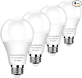 4-Pack Dusk to Dawn Light Bulbs Outdoor 75 Watt Equivalent, Automatic On/Off Sensor LED Bulb, 10W Daylight 5000K,1100 Lumen, A19 E26 Bulbs Photocell for Wall lamp Porch Garage Yard Light(Non-dimmable)