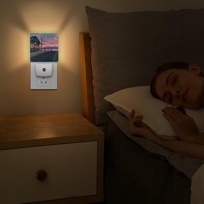 Plug in Night Light with LED & Smart Light Sensor, Track Auto-On/Off Night Lights Plug Into Wall for Bedroom, Bathroom, Hallway, Stairway