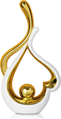 Gold Statue Decor for Living Room, Abstract Sculptures Home Decor, Modern Table Ceramic Decor, Heart Shape Table Centerpieces for Dining Room, White and Gold Decoration for Shelves
