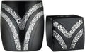 Zahari Home 2pc Sinatra Black Modern Bath Accessories Set Waste Basket & Tissue Box Modern Decorative Beautiful Designs Bathroom Decor Set for Home Luxury Bath Set Mosaic Glass