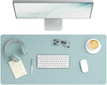Smead Desk Pad, Vegan Leather Desk Mat with Non-Slip Faux Suede Backing, Perfect Desk Organizer for Office Decor, 36” x 17” Large, Superior Blue (64830)