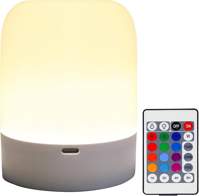 Rechargeable Night Light for Baby Nursery with Touch Control, 13 Colors & 3 Modes, Dimmable Nursery Lamp with Timer, Portable Hanging Bedside Light for Kids Room, Breastfeeding, Camping