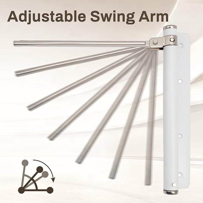 Litoexpe Automatic Door Closer, Safety Spring Door Closers Auto Soft Close, Adjustable Catch Speed with Arm, White