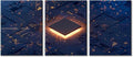 Circuit Board Canvas Paintings Wall Art 3 Pieces CPU Concept Posters and Prints Bedroom Decor Wall Art Computer Processors CPU Giclee Wooden Framed Gallery-Wrapped Ready to Hang (36" Wx16 H)