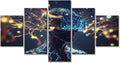 Cyborg Science Brain with Neurons Canvas Wall Art Brain Neural Human Head Posters & Prints Artwork Contemporary Home Decor Stretched Canvas Picture for Living Room Bedroom Home Office, (60" Wx32 H)