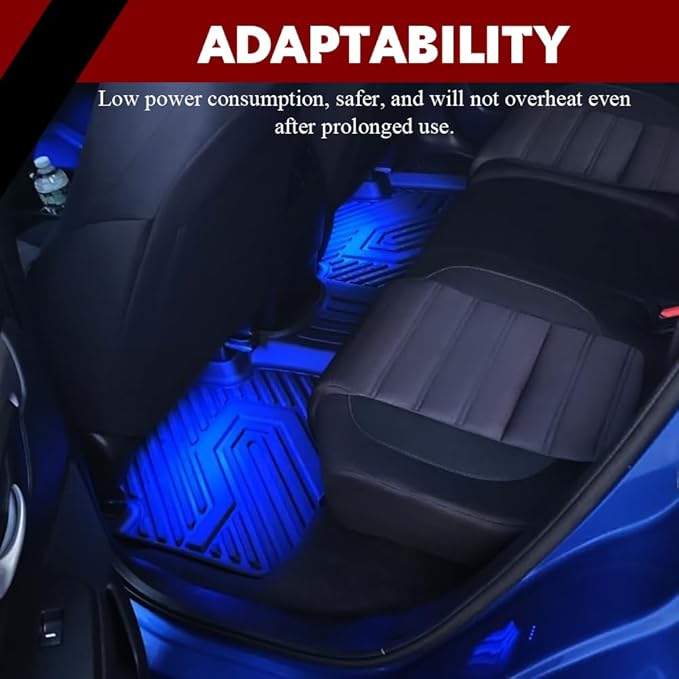 Car Interior LED Lights, Automotive Ambient Neon Light Kit with USB Port, Automotive Under Dash Decoration Night Lamp for Men and Women, 4 in 1 Decoration Lights for Car, Garden, Home, Part (Blue)