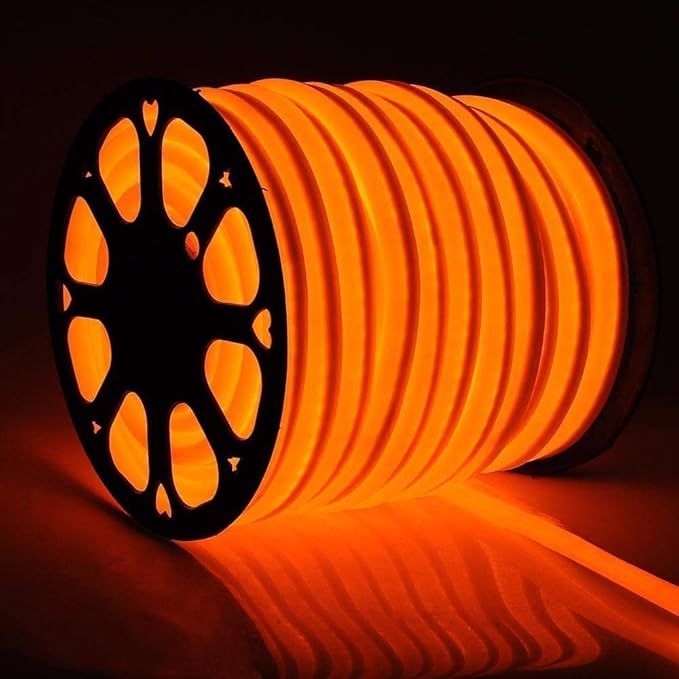 100FT Orange Flexible LED Neon Rope Light Lighting Strip Tube Indoor Outdoor Christmas Party Wedding Room Decor Lighting 110V