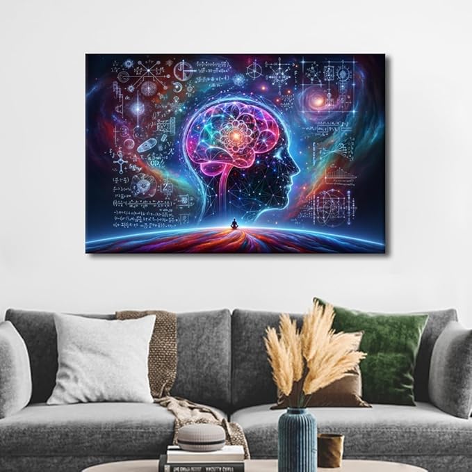 Canvas Wall Art for Living Room Artificial Intelligence Painting Artwork Robot Brain Posters and Prints House Decorations AI Paintings Wall Decor Neural Network Picture Hanging 24"Wx36"Hx1 Panel