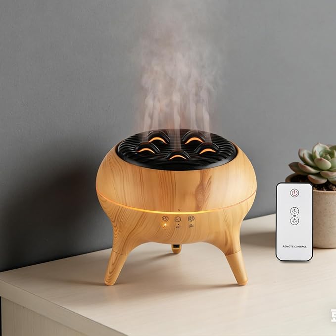Essential Oil Diffuser 350ml, Essential Oils Large Room, Ultrasonic Aroma Diffuser with Remote Control,Timer, 7Colors Light Humidifier for Bedroom Home Office Hotel (Wood)