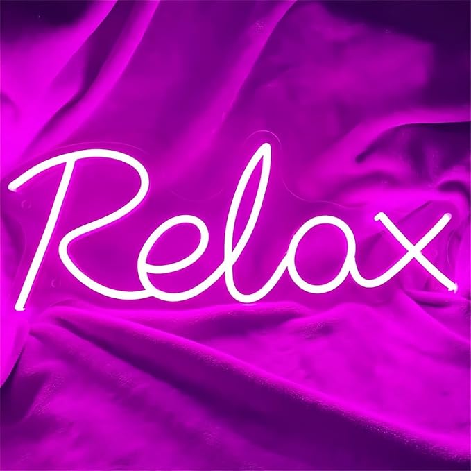 Relax LED Neon Signs for Wall Decor Neon Wall Art Acrylic LED Lights with Hanging Chain Light Up for Bedroom Decor Graduation Bar Pub Wedding Party 5V USB Powered Dimmable