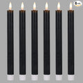 Wondise Halloween Flameless Taper Candles with Timer, Battery Operated Real Wax Black LED Candles 3D Wick Flickering Flame for Halloween Home Decoration, Set of 6（D0.78 x H9.5 Inch