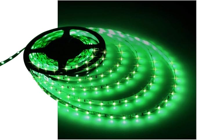 Water-Resistance IP65, 12V Waterproof Flexible LED Strip Light, 16.4ft/5m Cuttable LED Light Strips, 300 Units 3528 LEDs Lighting String, LED Tape(Green) Power Adapter not Included