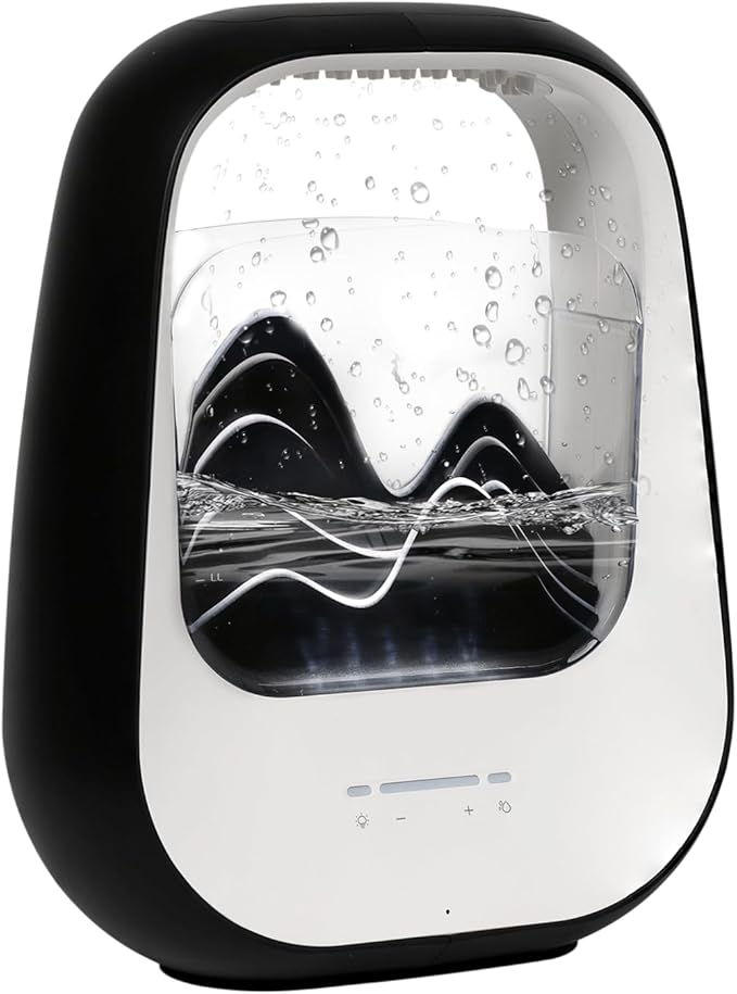 Rain Drop White Noise Machine with Realistic Rain Sounds – Sleep Therapy Humidifier, Bluetooth Speaker, Ambient Light & Aroma Diffuser for Bedroom Relaxation, Meditation & Stress Relief (Black)