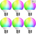 ILC App-Controlled LED G25 Globe Light Bulbs, Bluetooth Mesh, 1600 Million Colors, 60W Equivalent, 6W, 600LM, CRI>95+ Daylight White 5000K, E26 Base Vanity Light Bulbs, Dimming via app only, 6 Pack