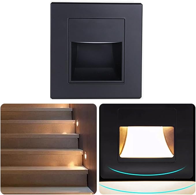 3 PCS Step Lights, 1.5W 3000K Warm Embedded Stair Step Lamp Stairwell Lighting Staircase Lights for Bedside Corridor Staircase