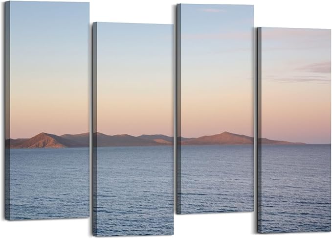 Canvas Wall Art Prints Pictures Bear lake from Marina Garden City Utah Framed Posters Modern Wall Painting Artwork Gift Home Decor for Living Room Ready to Hang 4 Panel