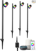 EDISHINE 48Ft Smart LED Landscape Lighting, 300LM Low Voltage Outdoor Spotlgiht, RGBW IP67 Waterproof 12V Landscape Lights, APP Control, Height & 320° Head Adjustable, Compatible with Alexa, 4 Pack