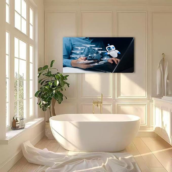Wibinuki Wall Art Wall Decor Wall Paintings AI Assistant Chting on for Living Room Bedroom Bathroom Home Decor Can Be Hung Directly 20"x 40"