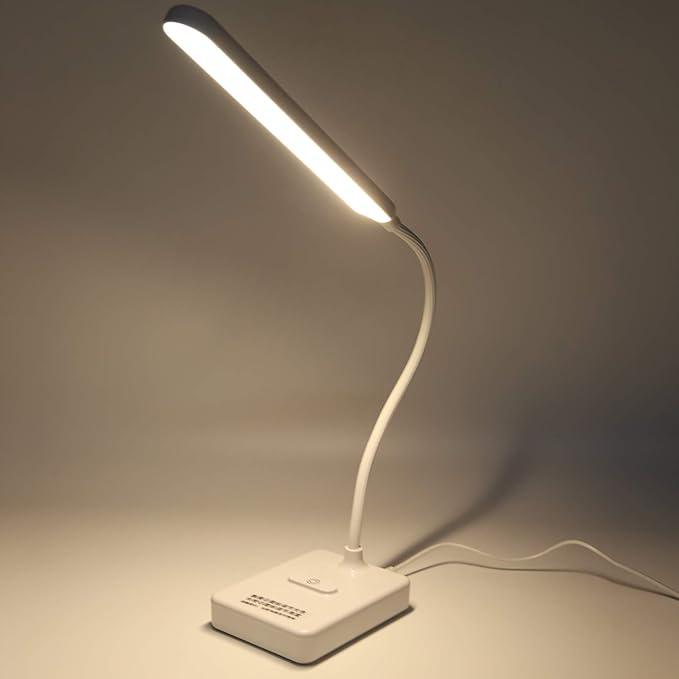 Jeanoko LED Eye Protection Desk Lamp Dimmable USB Charging for Reading Office Home White 22.4 X 4.6in Natural Light, White Light, Warm