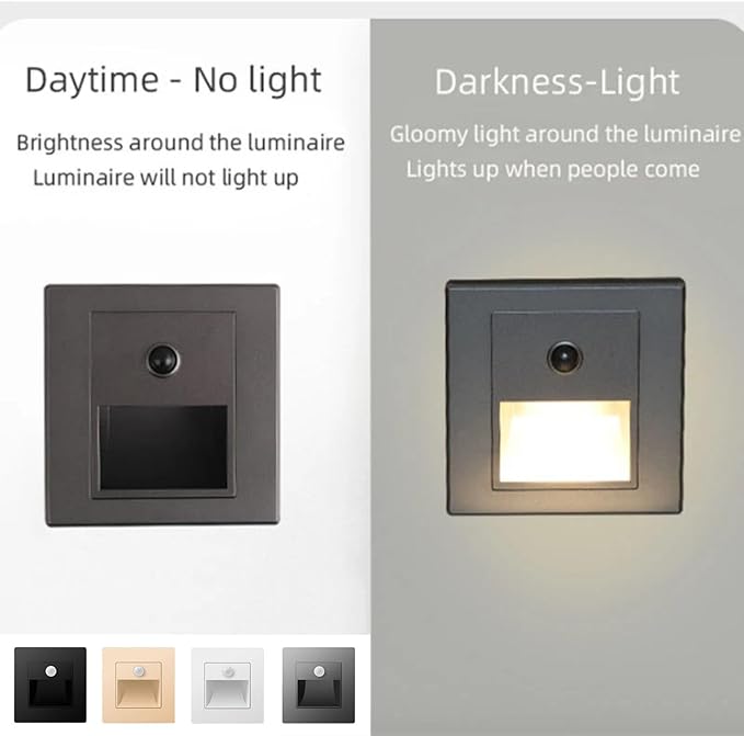 10 Pack Recessed Motion Sensor Light Indoor Outdoor Step Light Lamp Sensor Intelligent Wall Light for Hallway, Kitchen, Hallway, Bedroom, Bathroom, Stairs