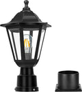 FUDESY Outdoor Post Light, Exterior Lamp Post Light Fixture with Pier Mount Base, Waterproof Pole Lantern Lighting with E26 Socket, Matte Black Plastic Lamp for Garden Patio Pathway(Bulb Included)