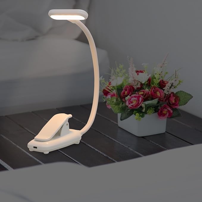 LIFKOME Adjustable Eye-Caring Desk Lamp with Clamp Base Touch Control LED Reading Light for Bedroom Office Dorm Flexible Angle and Three Brightness Levels for Comfortable Study and