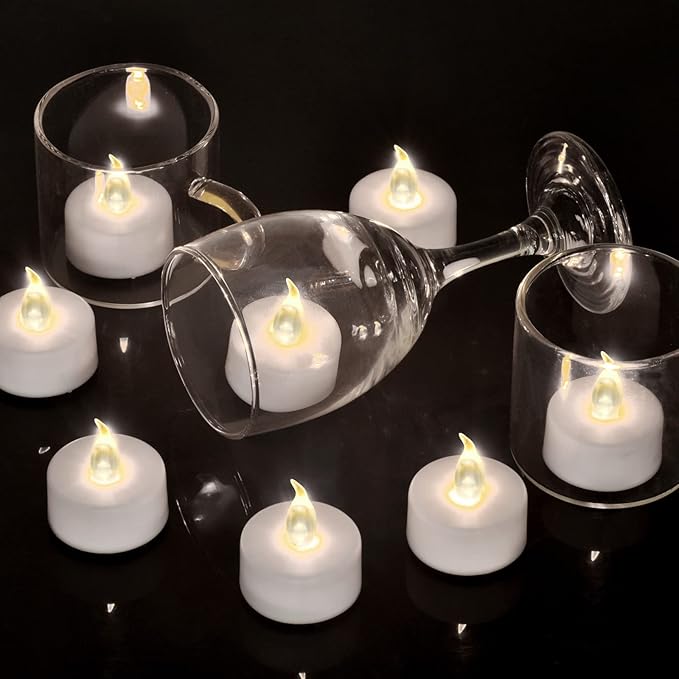 Tea Light, 100 Pack Flameless LED Tea Lights Candles Flickering red 200+ Hours Battery-Powered Tealight Candle. Ideal for Party, Wedding, Birthday, Gifts and Home Decoration