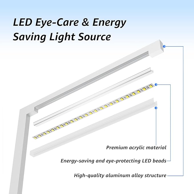 Aluminum LED Desk Lamp with Charging Station, 15W Table Lamp with Type-C Ports & 4 Color Temperature Modes(3000K-6000K), Dimmable Reading Light for Home Office,Bedroom (Includes Adapter)