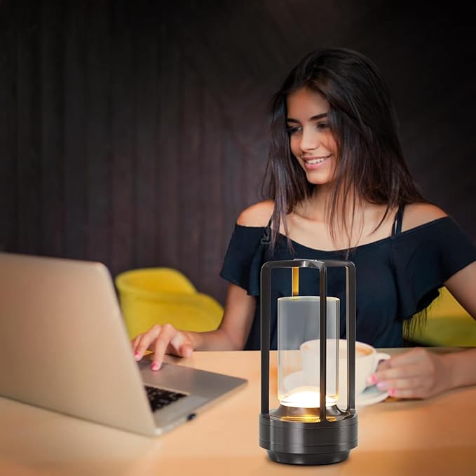 Small Table Lamp, Rechargeable Cordless Battery Operated LED Lamp, 3-Color Temperatures Dimmable Nightstand Lamp for Living Room, Bedroom, Outdoor Battery Powered Portable Touch Lamp (Grey)