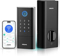 DESLOC Smart Lock K120 with GPT 3D Fingerprint, 15,000mAh Battery (Up to 13 Months), Keyless Entry Door Lock with Built-in WiFi, IP65 BHMA Grade 3 Deadbolt for Home, Rental & Airbnb, Black