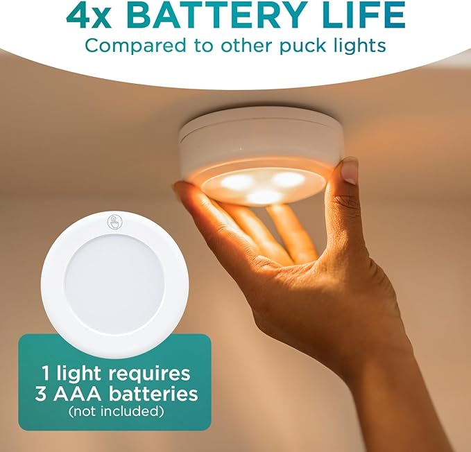 Brilliant Evolution Wireless LED Puck Light | Works with Remote Control | Under Cabinet, Closet Light | Battery Powered | Under Counter Lighting (Pack of 1)