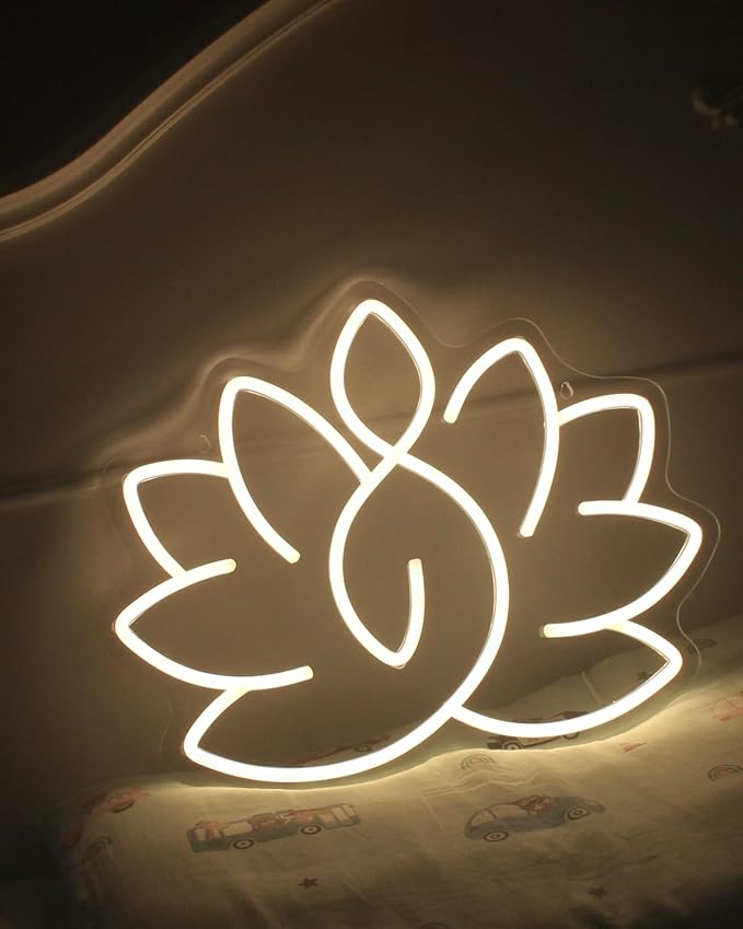 Lotus Meditation Neon Sign - Warm Glow Yoga Room Decor, Zen Wall Art for Home & Spiritual Space，Light Up Wall Art for Home or Yoga Studio,12 * 15.3 inch