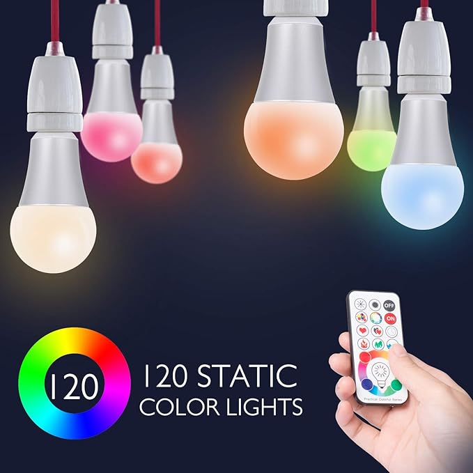 SUNNEST LED Color Changing Light Bulb, 820LM Dimmable E26 10W RGBW, Mood Light Bulb with Timing Remote, 120 Colors Screw Base Lights for Home Decor, Bedroom, Stage, Party