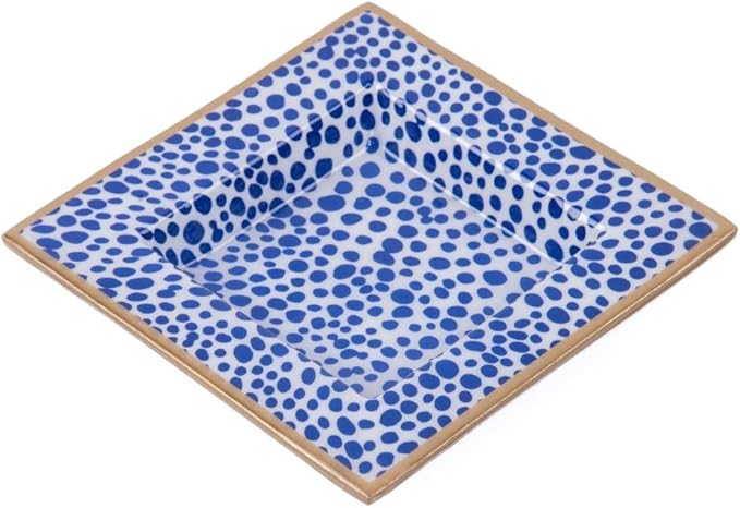 Jaye's Studio Shagreen Blue Enameled Square Decorative Trinket Tray, Catch All Tray, Jewelry Tray for Vanity, Bathroom, Bedside Home Office