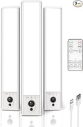 EZVALO 3-Pack Under Cabinet Lighting, 2400mAh Motion Sensor Light, LED Closet Lights Wireless, 6500K Dimmable, Timer, Magnetic, with Remote Control for Kitchen, Closet, Stair