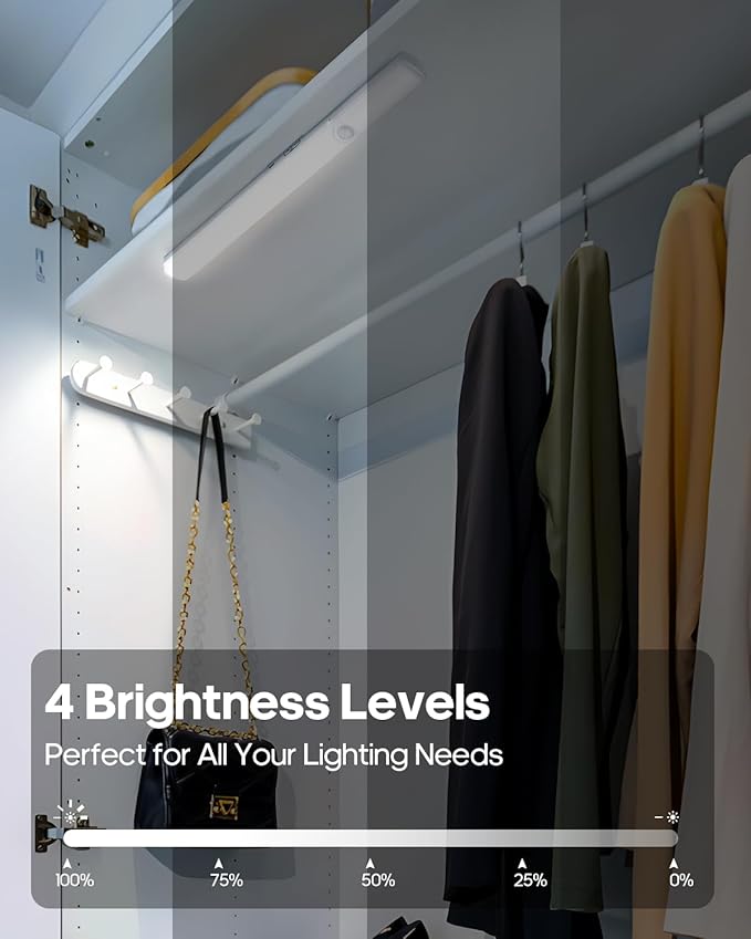 Under Cabinet Lights, 11.8 Inch Rechargeable Battery Operated Motion Sensor Lighting Indoor, 1800mAh Wireless Closet Lights, Magnetic Dimmble Under Counter Lights for Kitchen (5 Pack)