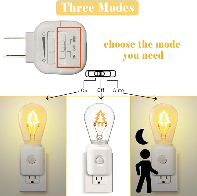 Led Night Light Lamp Plug in, Montion Activated, 1W Dimmable Light, 2200K Warm White, Pack of 1