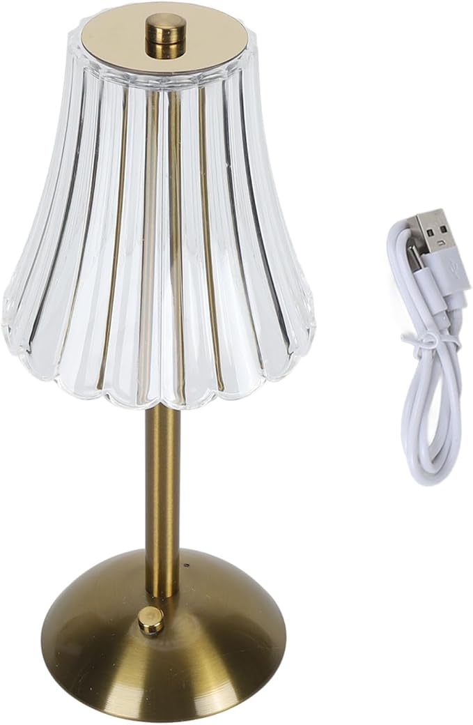 Fockety Cordless, Vintage 3 Colors Dimmable USB LED Desk Lamp, 1200mAh Rechargeable Touch Control Table Light Bedside Night Lamp for Home Couple Dinner Restaurant Bedroom Cafe
