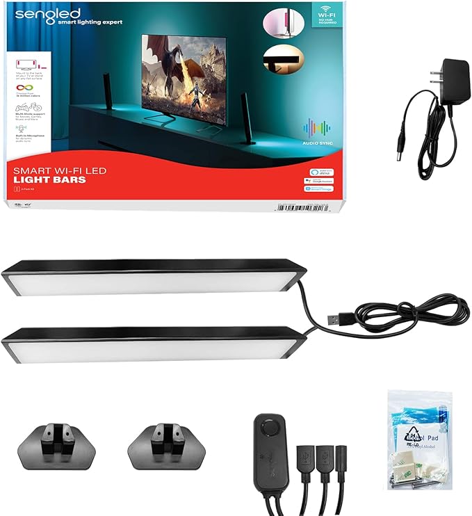 Sengled LED Play Light Bars & Multicolor Smart WiFi Lights, 2 Pack Base Kit, Multi-Mode Support for Movies, Games, Music and More, Dynamic Audio Sync Kit Compatible with Google Home & SmartThings