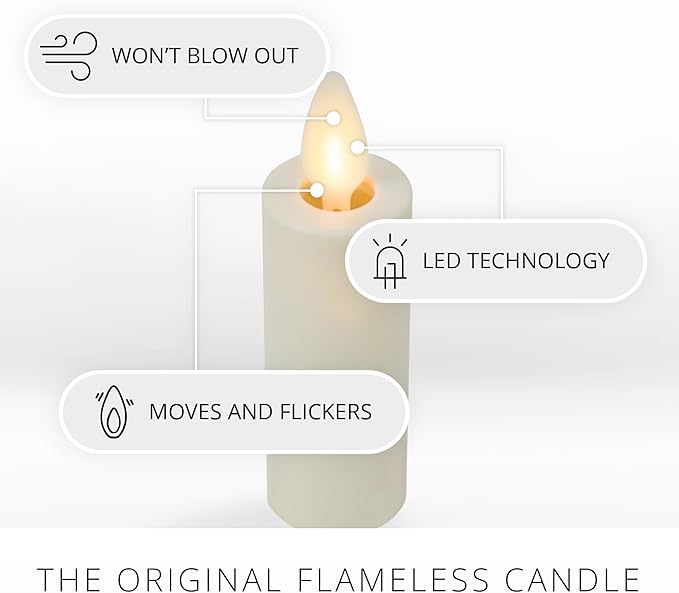Luminara Pearl Ivory Flameless Candle Tall E12 Taper Bulb Flat Top 1" x 9.5" for Chandeliers, Wall Sconces and Lighting Fixtures