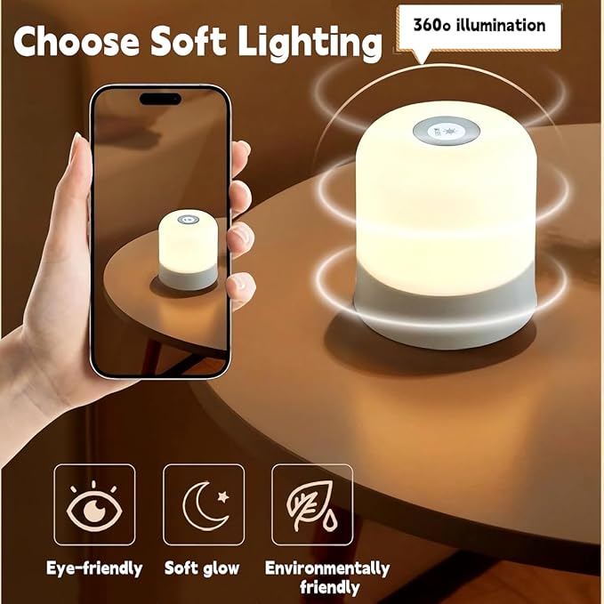 Baby Night Light 3 Colors Egg Light for Nursery Rechargeable Nursery Night Light Small Cordless Table&Bedside Lamp Eye Caring Dimmable LED Touch Night Lamp for Kids, Toddler, Nursing