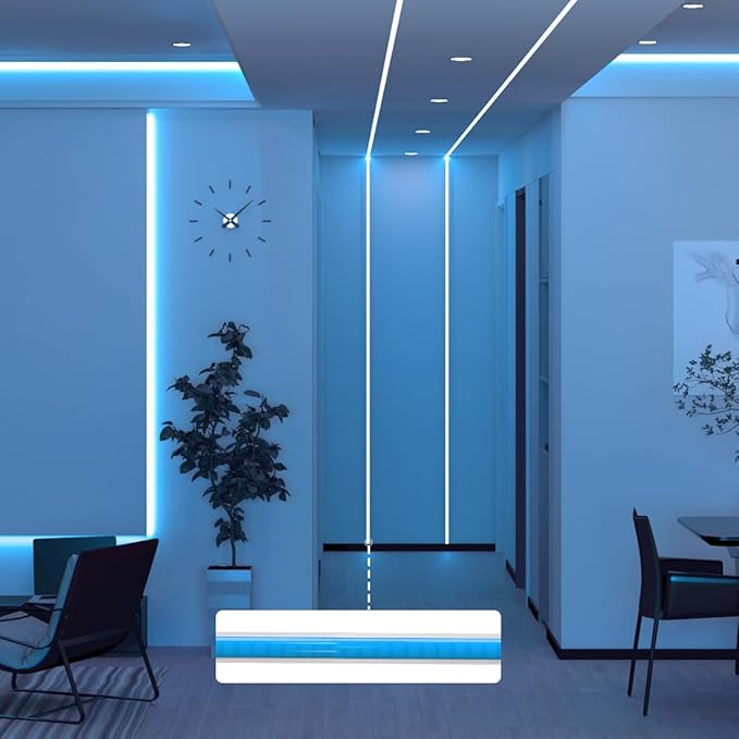 BTF-LIGHTING FCOB COB LED Strip Blue Color 5mm Width UL Listed Super Narrow Flexible Uniform Light DC24V 16.4FT CRI 90+ Dimmable LED Ribbon for Bedroom Home Indoor Decor(No Adapter or Controller)